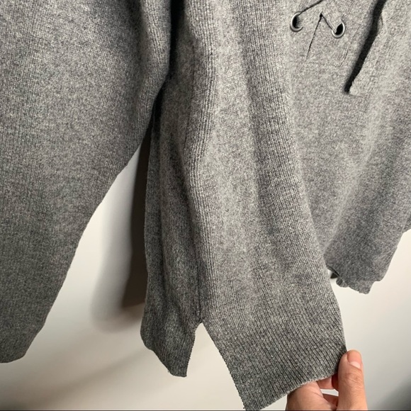 Madewell Gray Merino Wool Lace Up Pullover Sweater Women's Size Medium - Picture 7 of 8